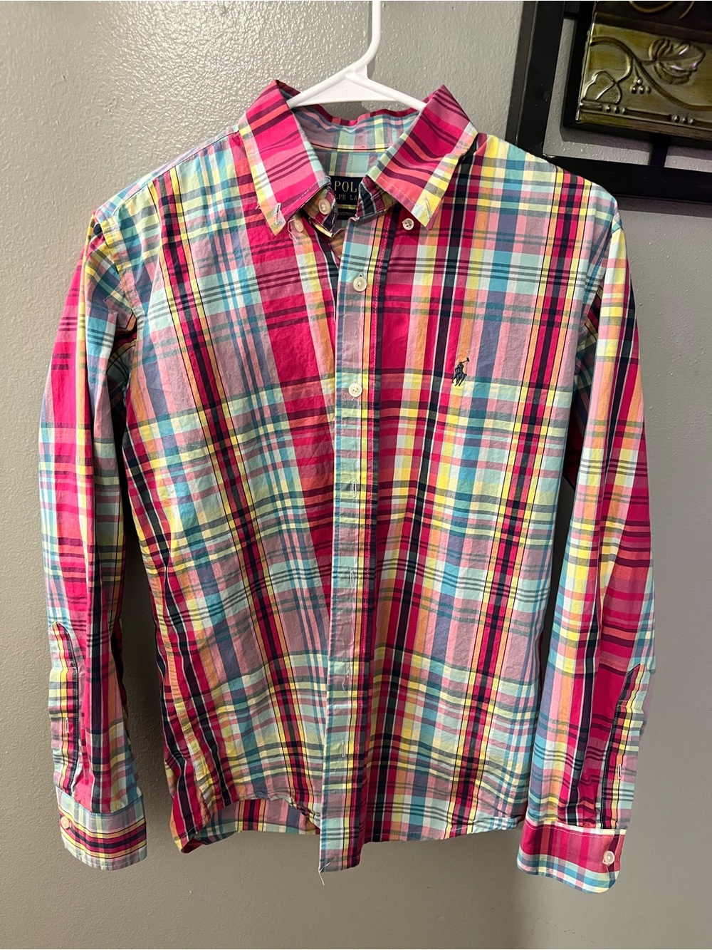Ralph Lauren Men’s Pink Multi-Plaid Button-Down Shirt M